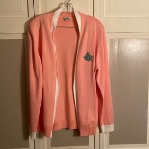 Alpha Kappa Alpha ivy store house, pink cardigan with white trim size large